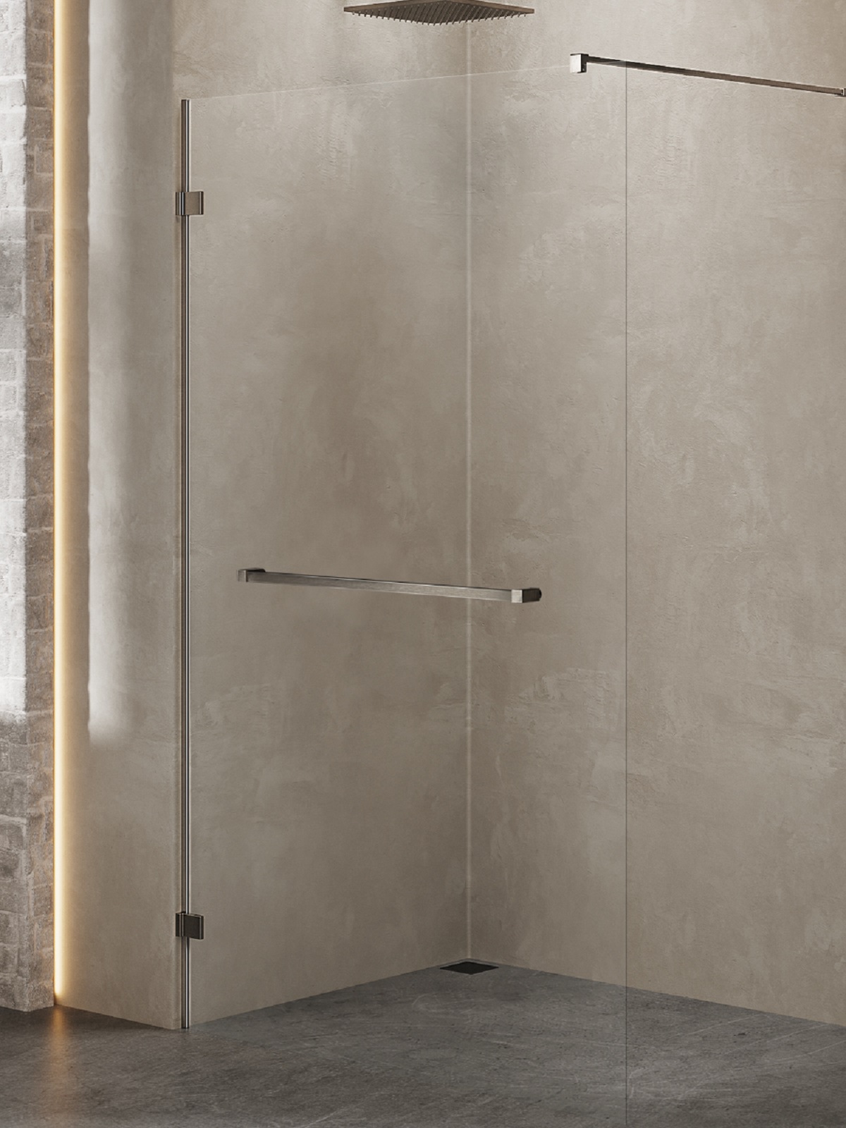 New Trendy Avexa Gunmetal Brushed mampara de ducha walk-in 60 cm gris metálico cepillado/vidrio transparente EXK-7121