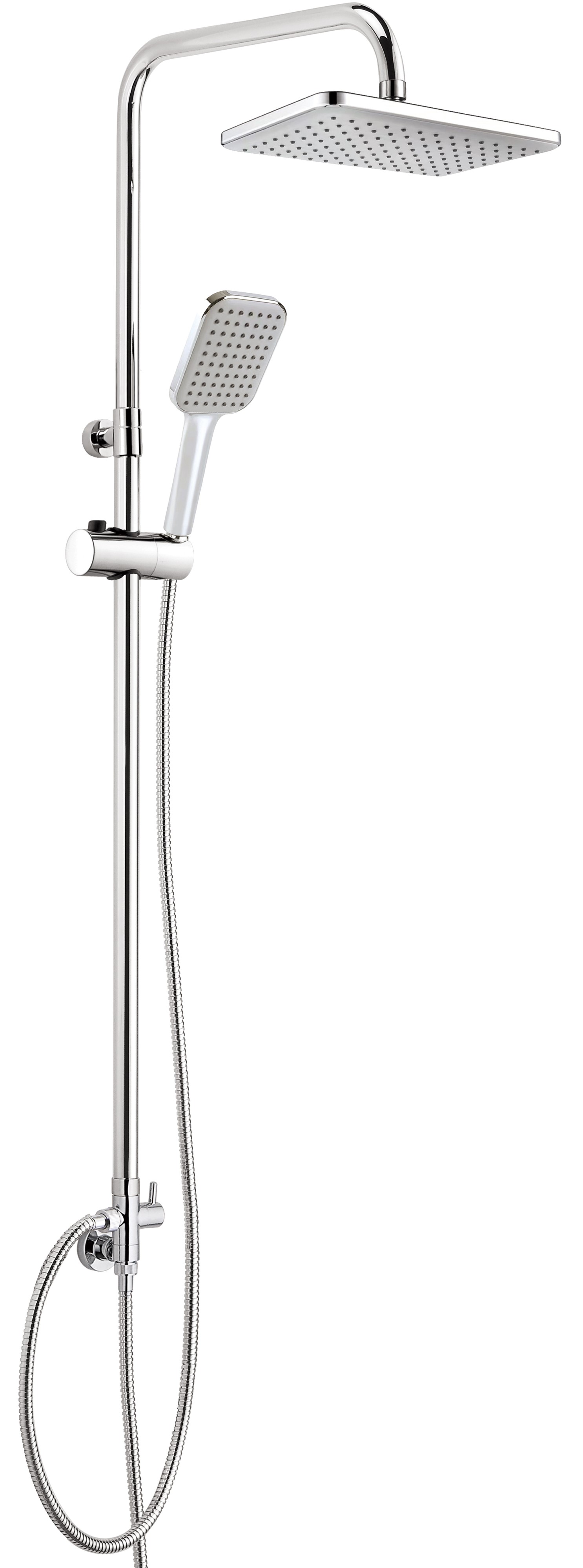 Deante Tubo conjunto de ducha a pared con rociador con efecto lluvia cromo NUT_05XM