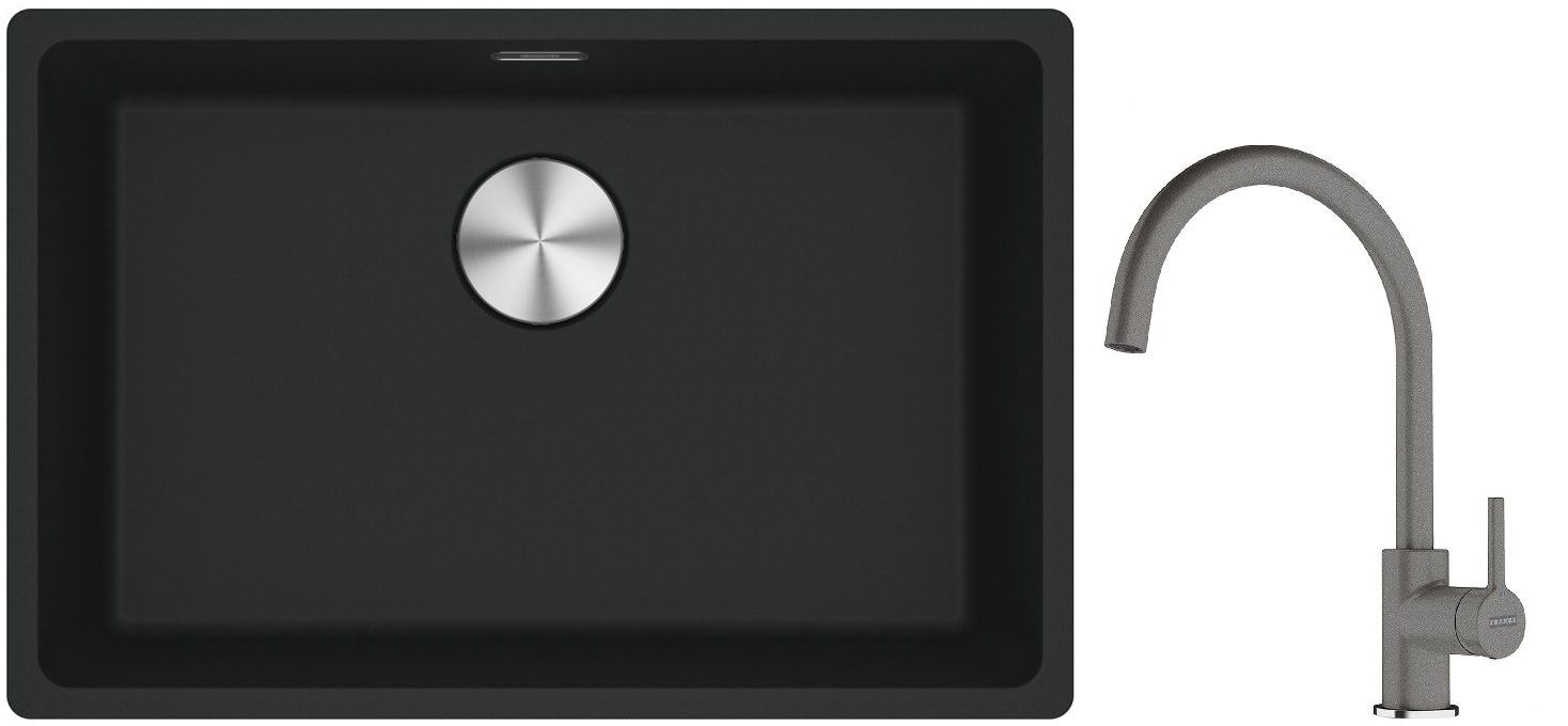 Conjunto fregadero de granito Franke Maris 125.0686.723, grifo de cocina Franke Lina 115.0626.022