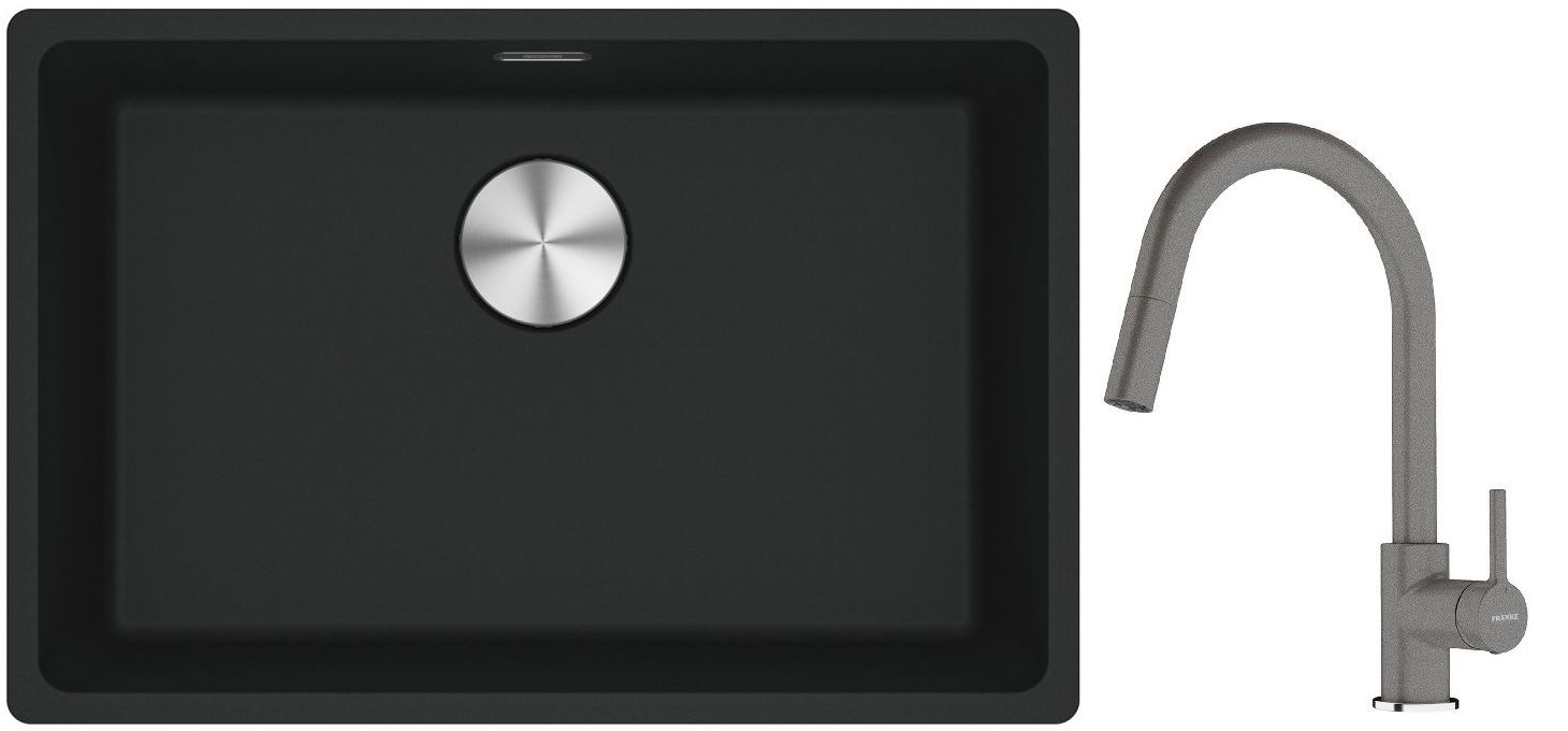 Conjunto fregadero de granito Franke Maris 125.0686.723, grifo de cocina Franke Lina 115.0626.057