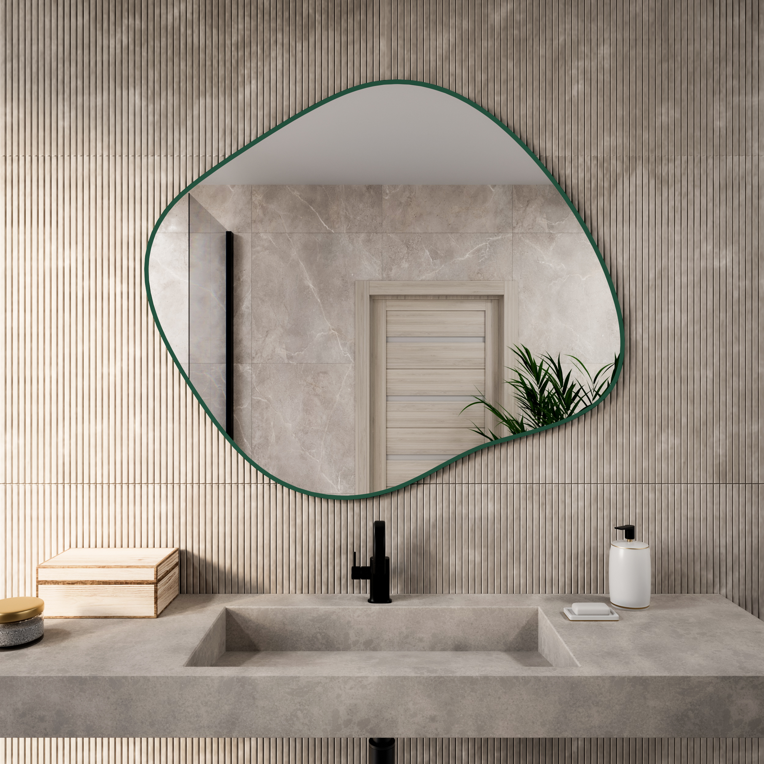 Baltica Design Tiny Border Stain III espejo 80x70 cm verde 5904107931937