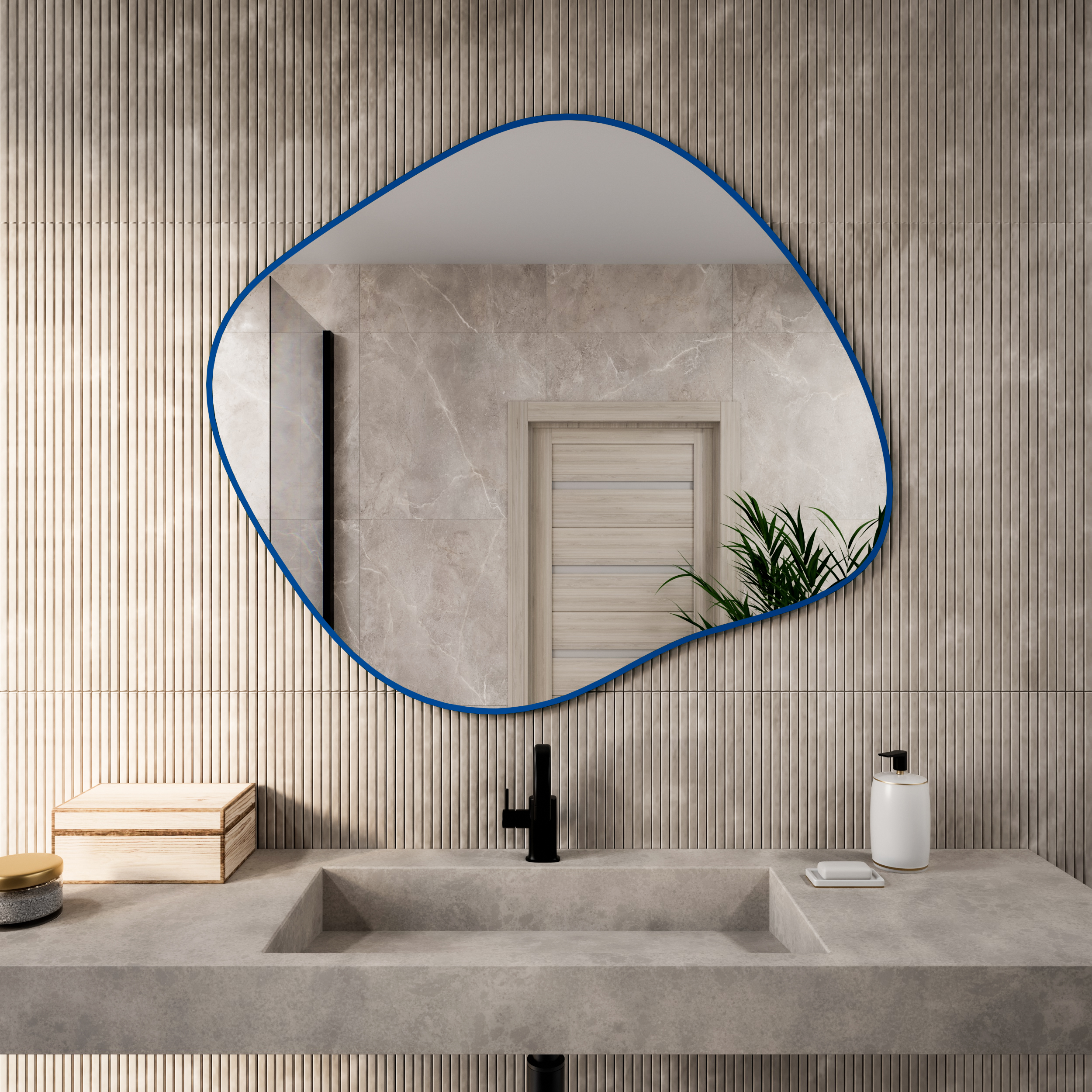 Baltica Design Tiny Border Stain III espejo 70x60 cm azul 5904107931869