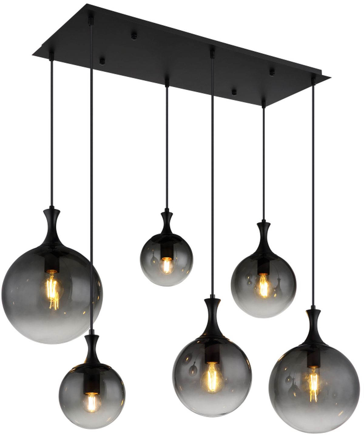 Globo Lighting Dalton lámpara colgante 6x10 W negro-humado 15885-6H