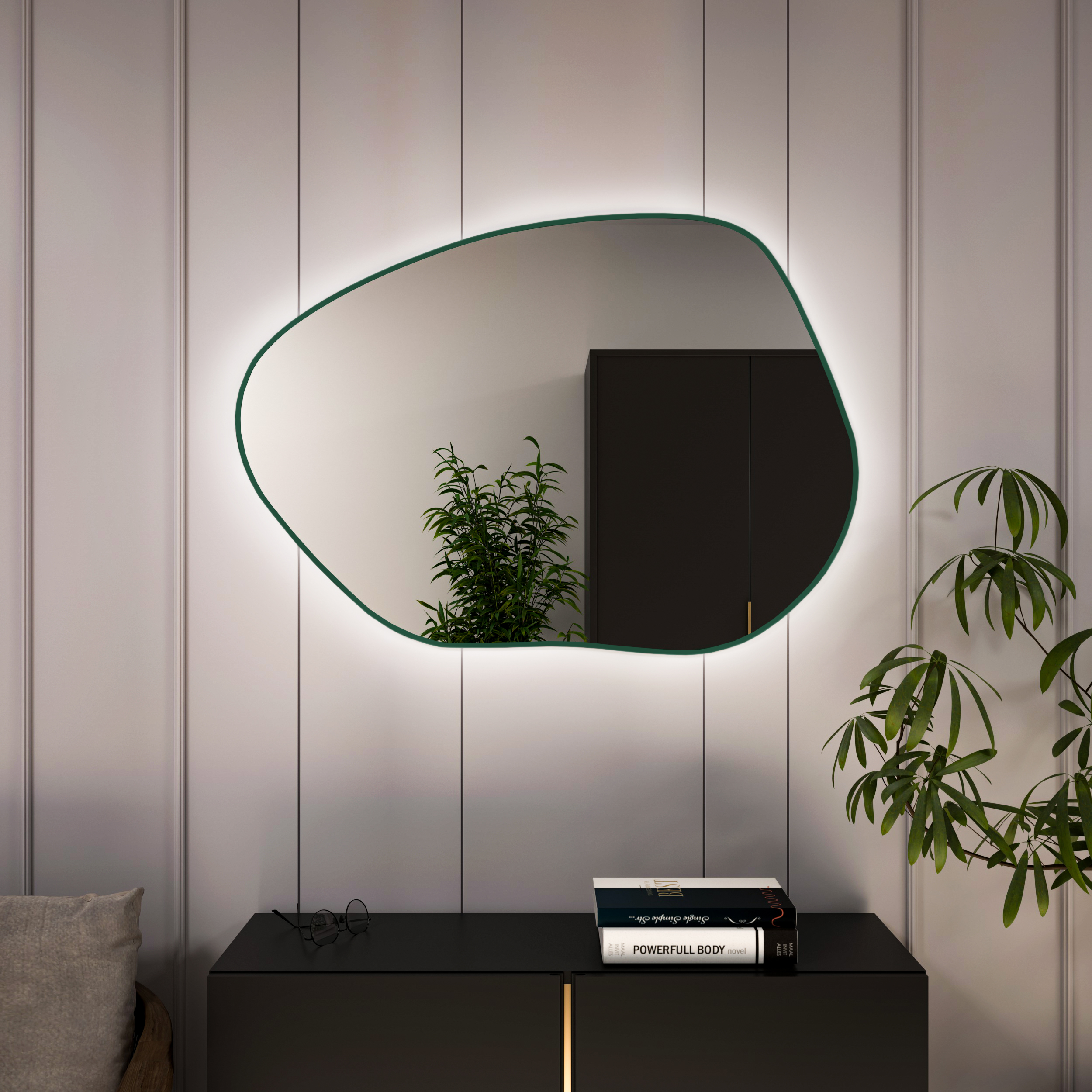 Baltica Design Bright Stain I espejo 80x57 cm con iluminación verde 5904107931692