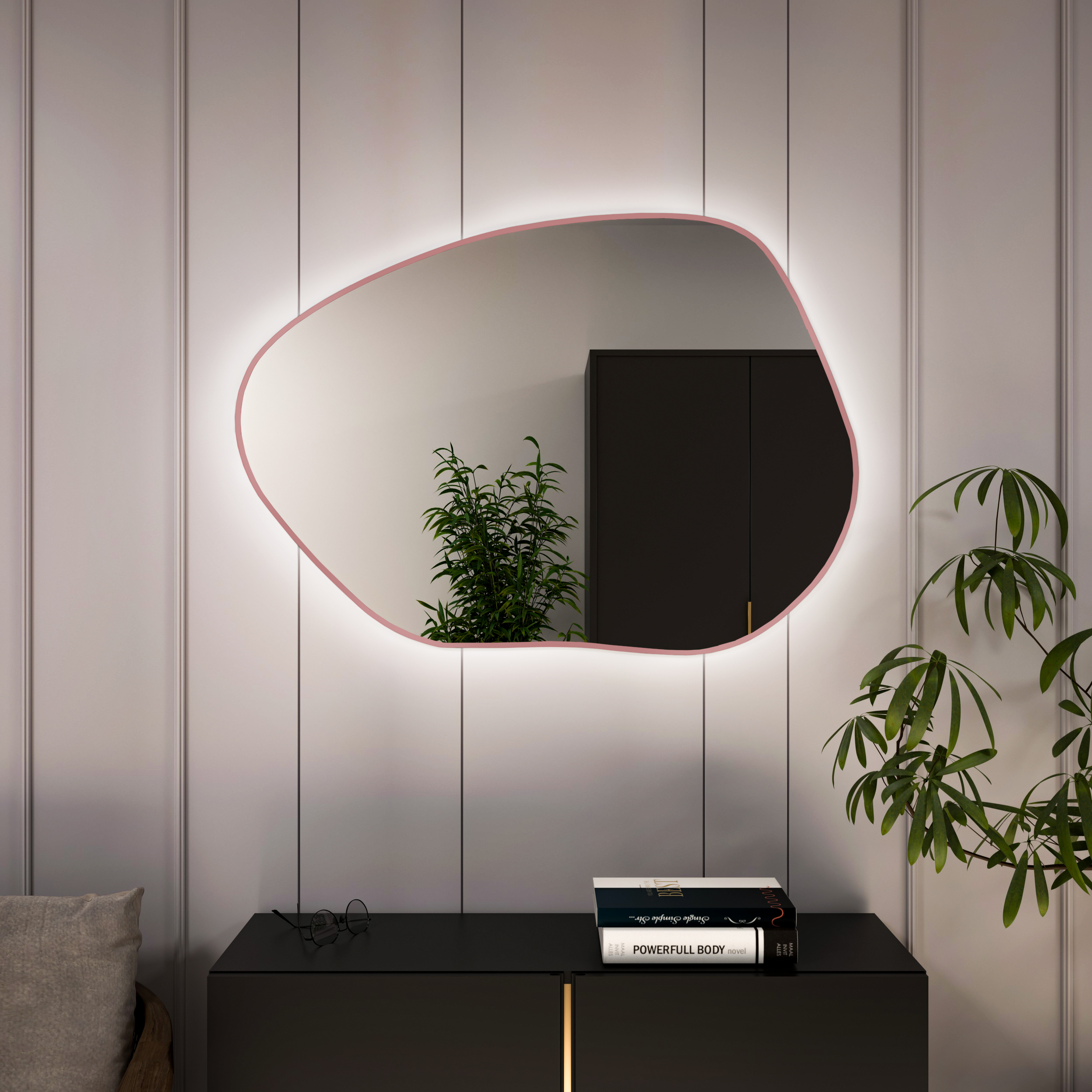 Baltica Design Bright Stain I espejo 70x50 cm con iluminación rosa 5904107931319