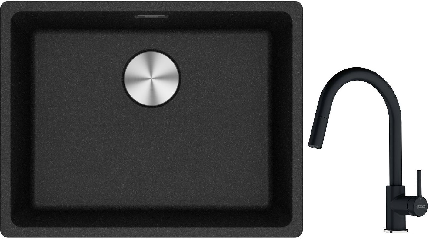 Conjunto fregadero de granito Franke Maris 125.0686.716, grifo de cocina Franke Lina 115.0626.055