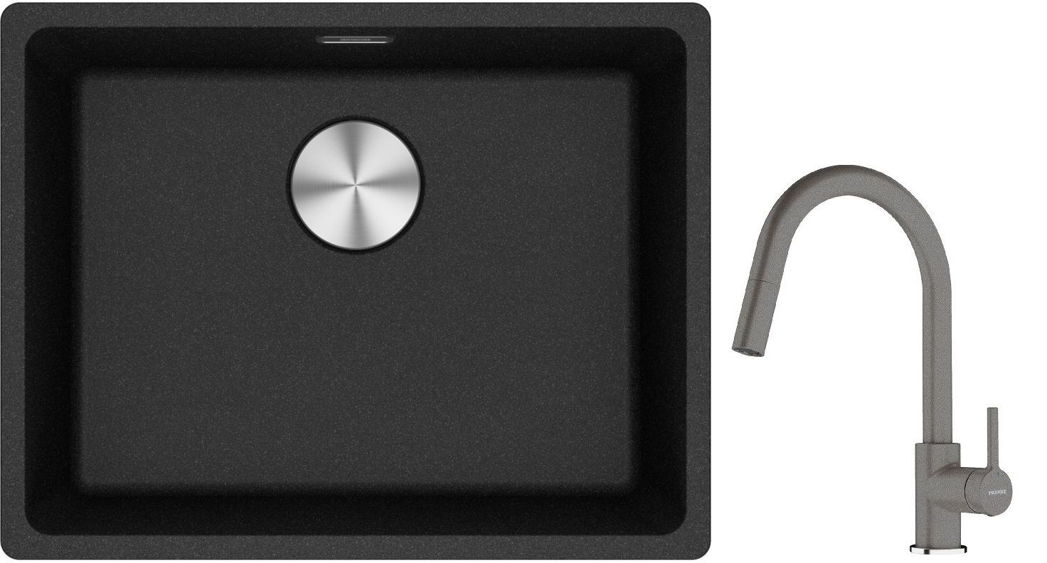 Conjunto fregadero de granito Franke Maris 125.0686.716, grifo de cocina Franke Lina 115.0626.057