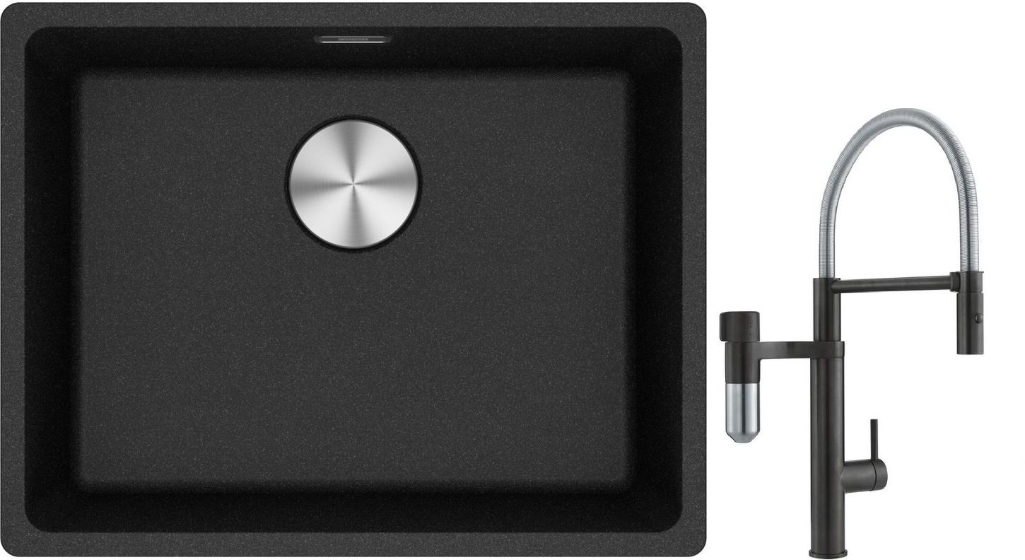 Conjunto grifo de cocina Franke Vital Semi-Pro 120.0621.313, fregadero de granito Franke Maris 125.0686.716