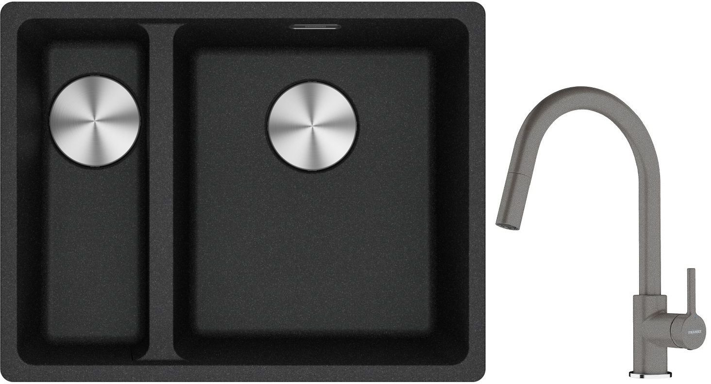 Conjunto fregadero de granito Franke Maris 125.0687.269, grifo de cocina Franke Lina 115.0626.057