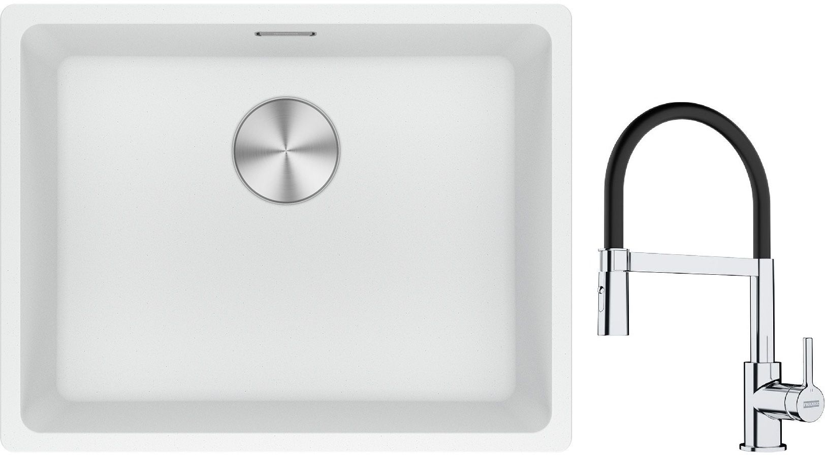 Conjunto fregadero de granito Franke Maris 125.0686.719, grifo de cocina Franke Lina 115.0626.085