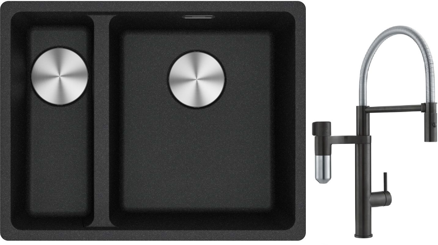 Conjunto grifo de cocina Franke Vital Semi-Pro 120.0621.313, fregadero de granito Franke Maris 125.0687.269