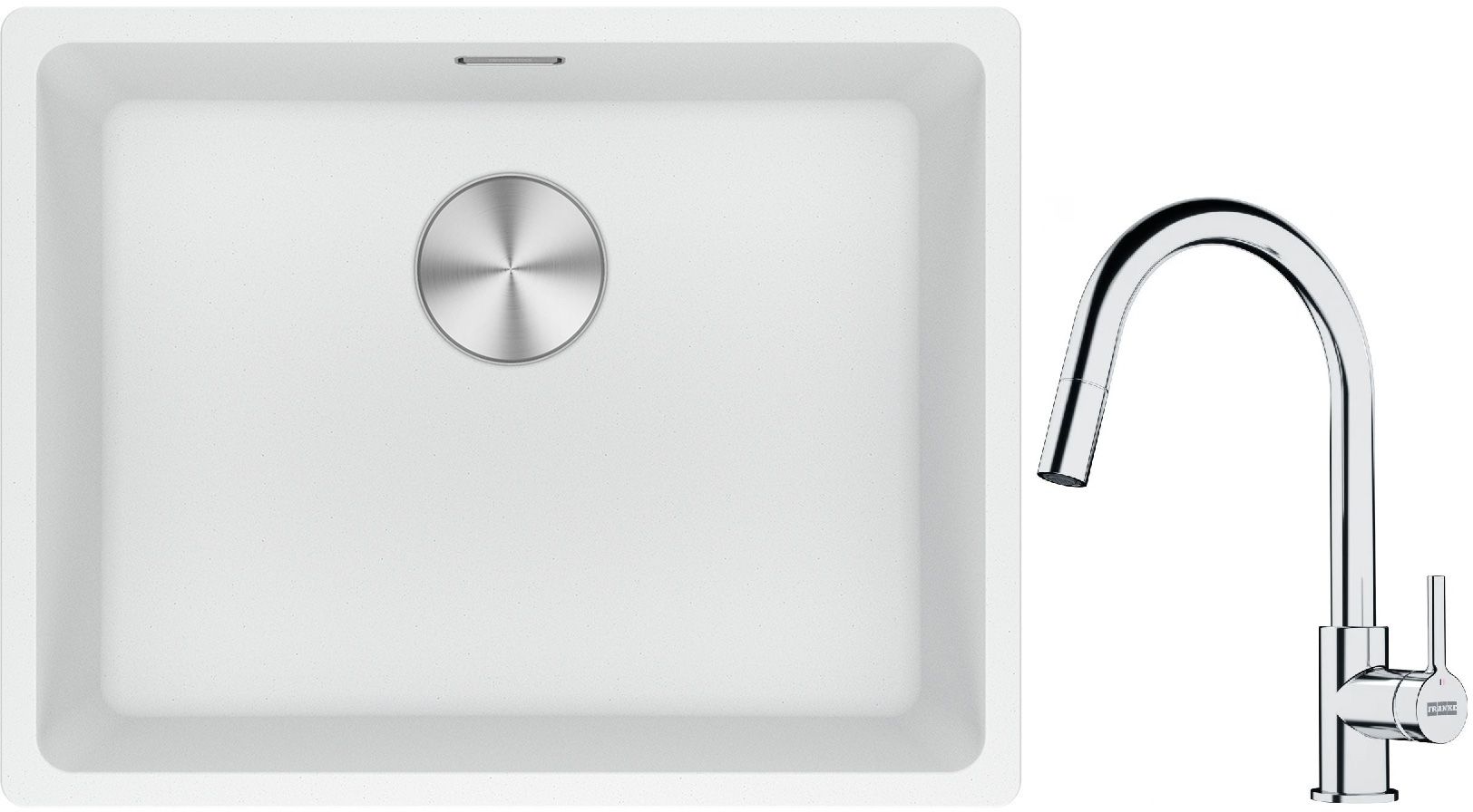 Conjunto fregadero de granito Franke Maris 125.0686.719, grifo de cocina Franke Lina 115.0693.229