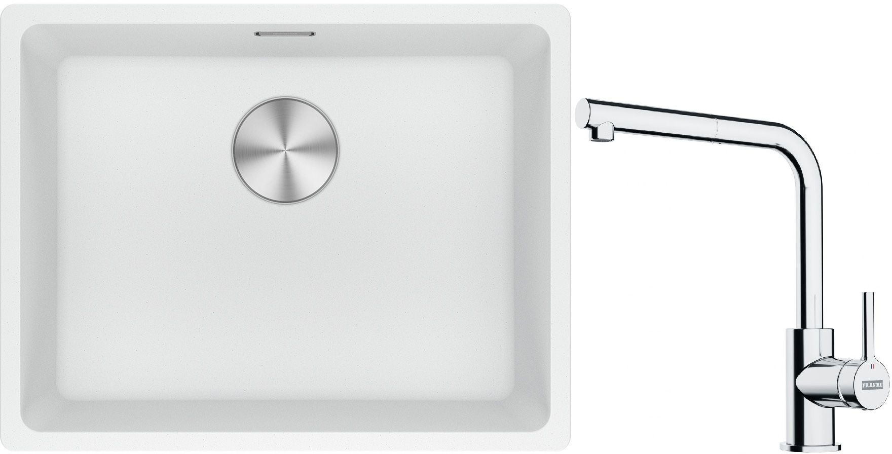 Conjunto fregadero de granito Franke Maris 125.0686.719, grifo de cocina Franke Lina 115.0712.420