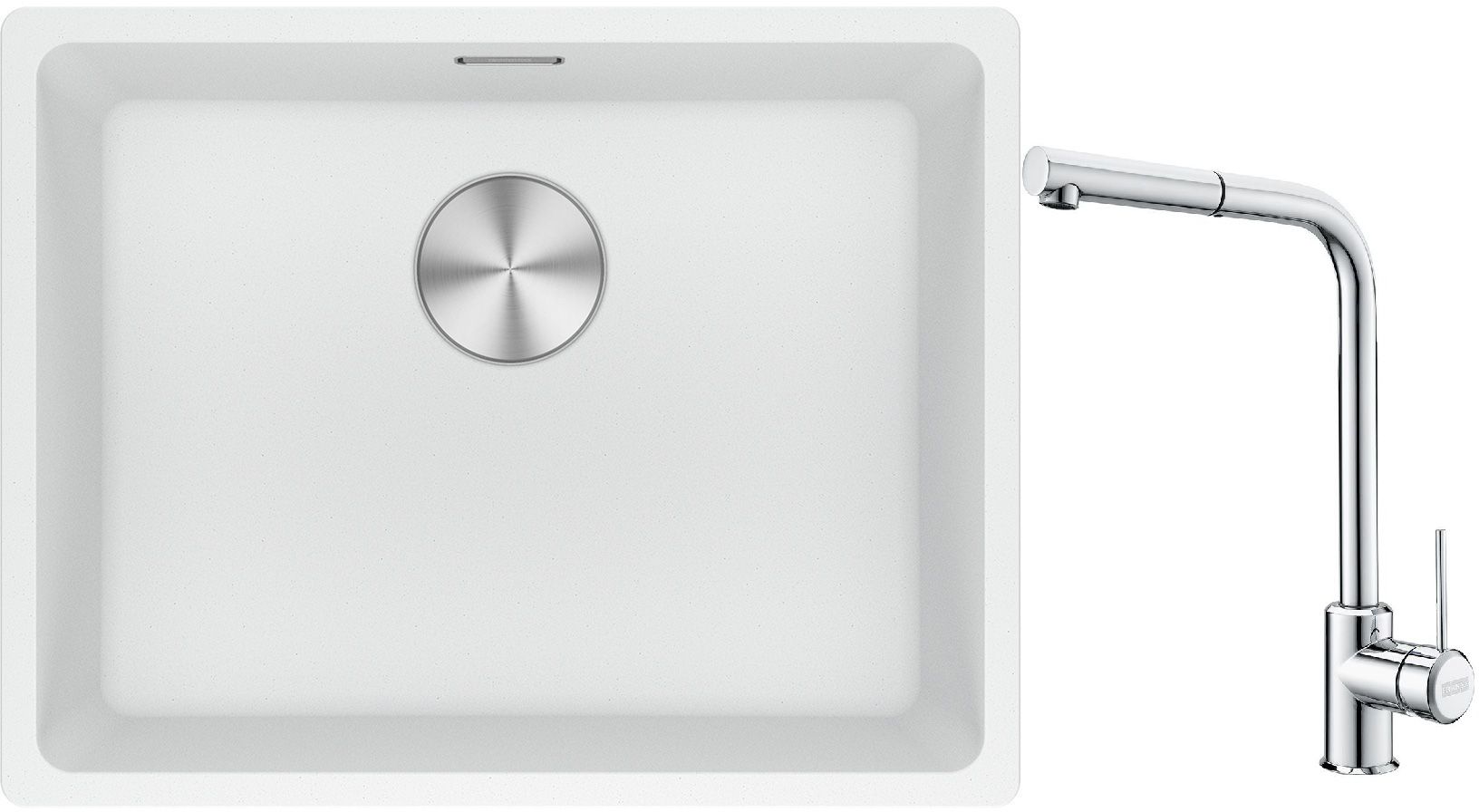 Conjunto fregadero de granito Franke Maris 125.0686.719, grifo de cocina Franke Sirius Side 115.0668.280