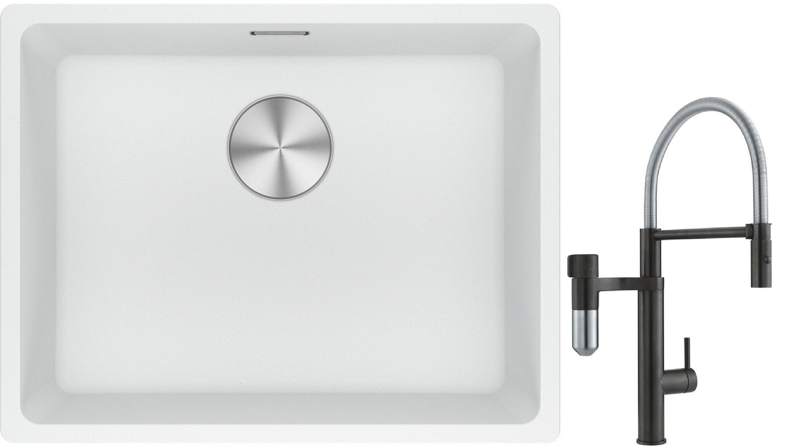 Conjunto grifo de cocina Franke Vital Semi-Pro 120.0621.313, fregadero de granito Franke Maris 125.0686.719