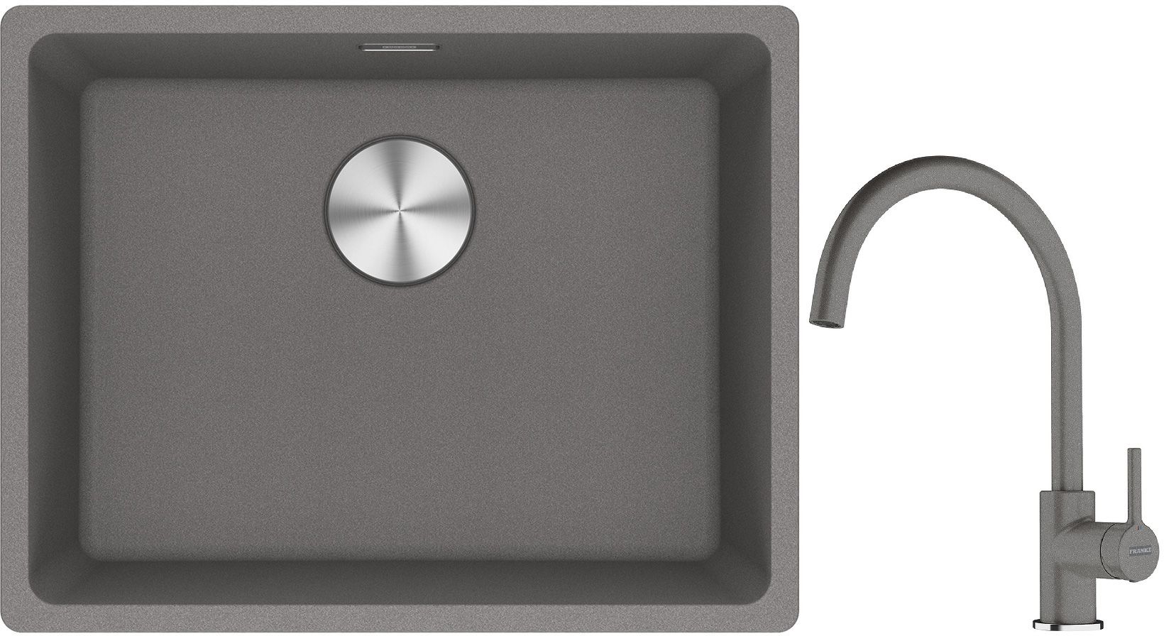 Conjunto fregadero de granito Franke Maris 125.0686.717, grifo de cocina Franke Lina 115.0626.022