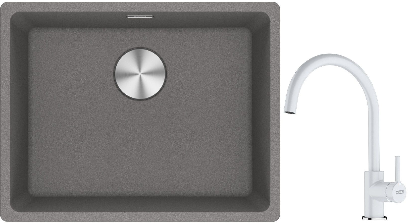 Conjunto fregadero de granito Franke Maris 125.0686.717, grifo de cocina Franke Lina 115.0626.024