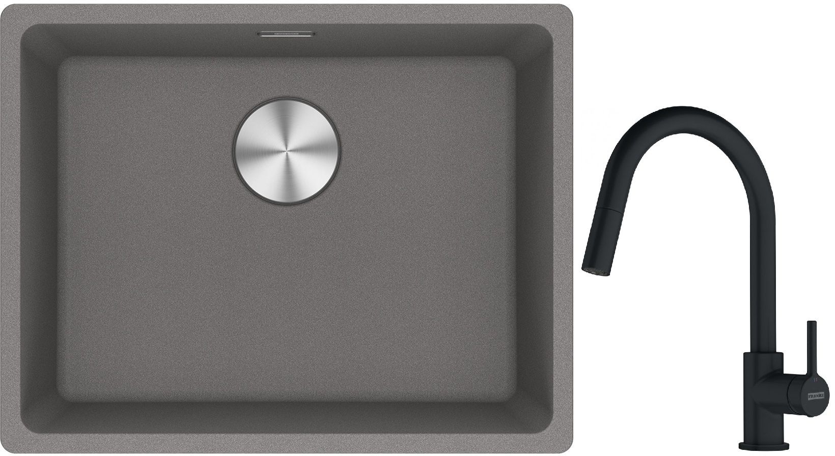 Conjunto fregadero de granito Franke Maris 125.0686.717, grifo de cocina Franke Lina 115.0626.053