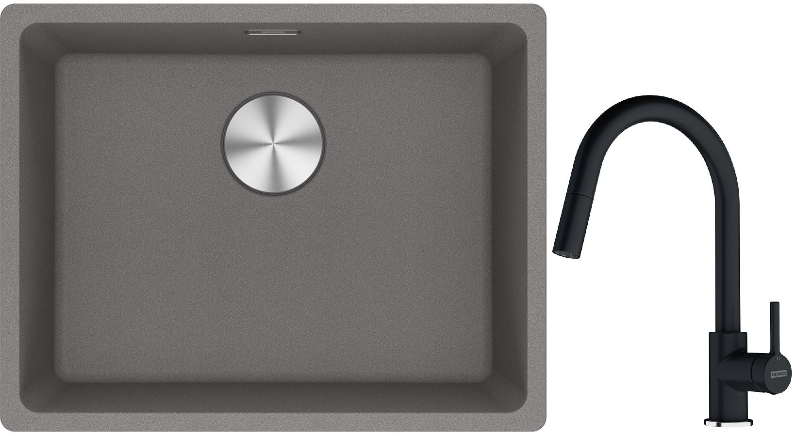 Conjunto fregadero de granito Franke Maris 125.0686.717, grifo de cocina Franke Lina 115.0626.055
