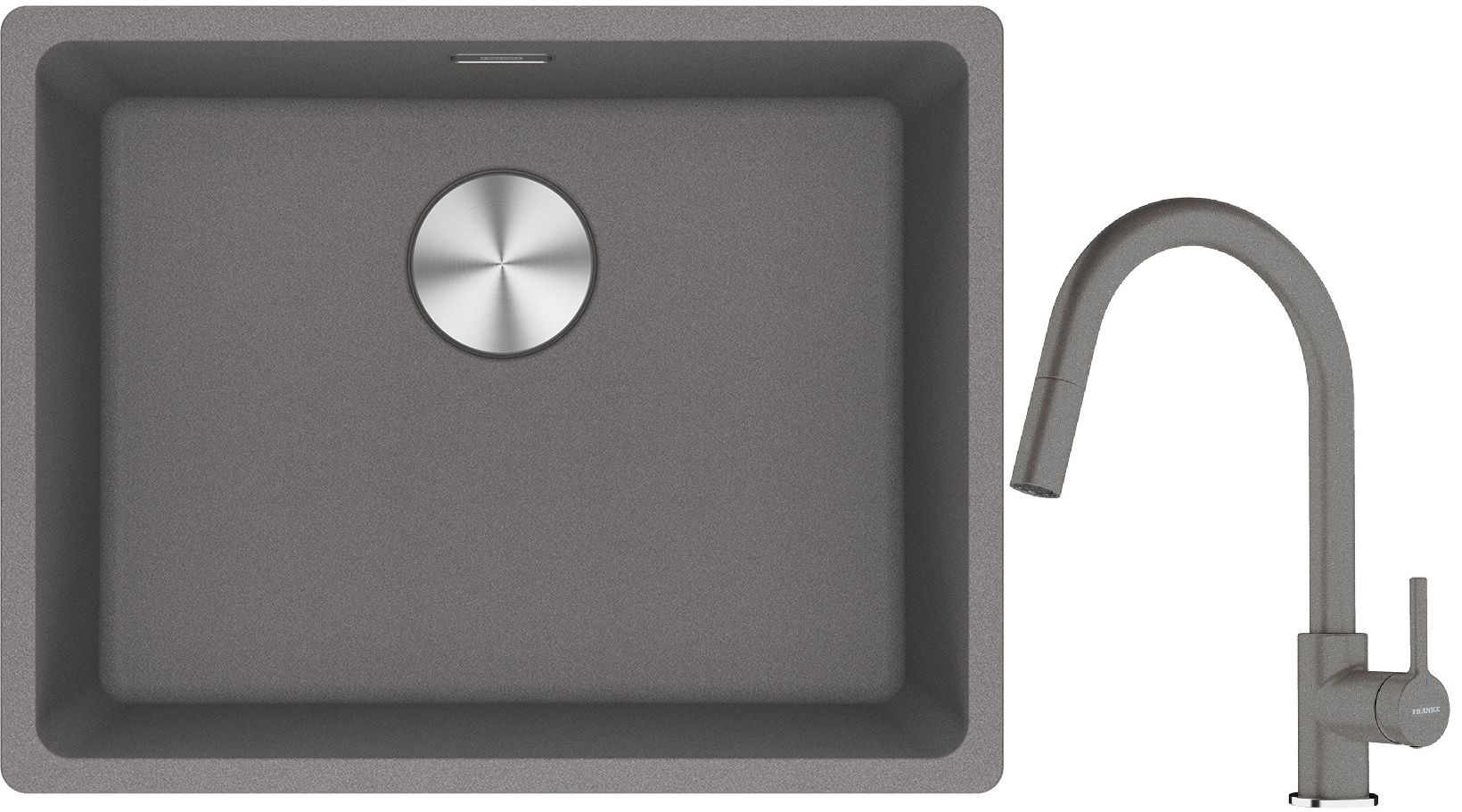 Conjunto fregadero de granito Franke Maris 125.0686.717, grifo de cocina Franke Lina 115.0626.057