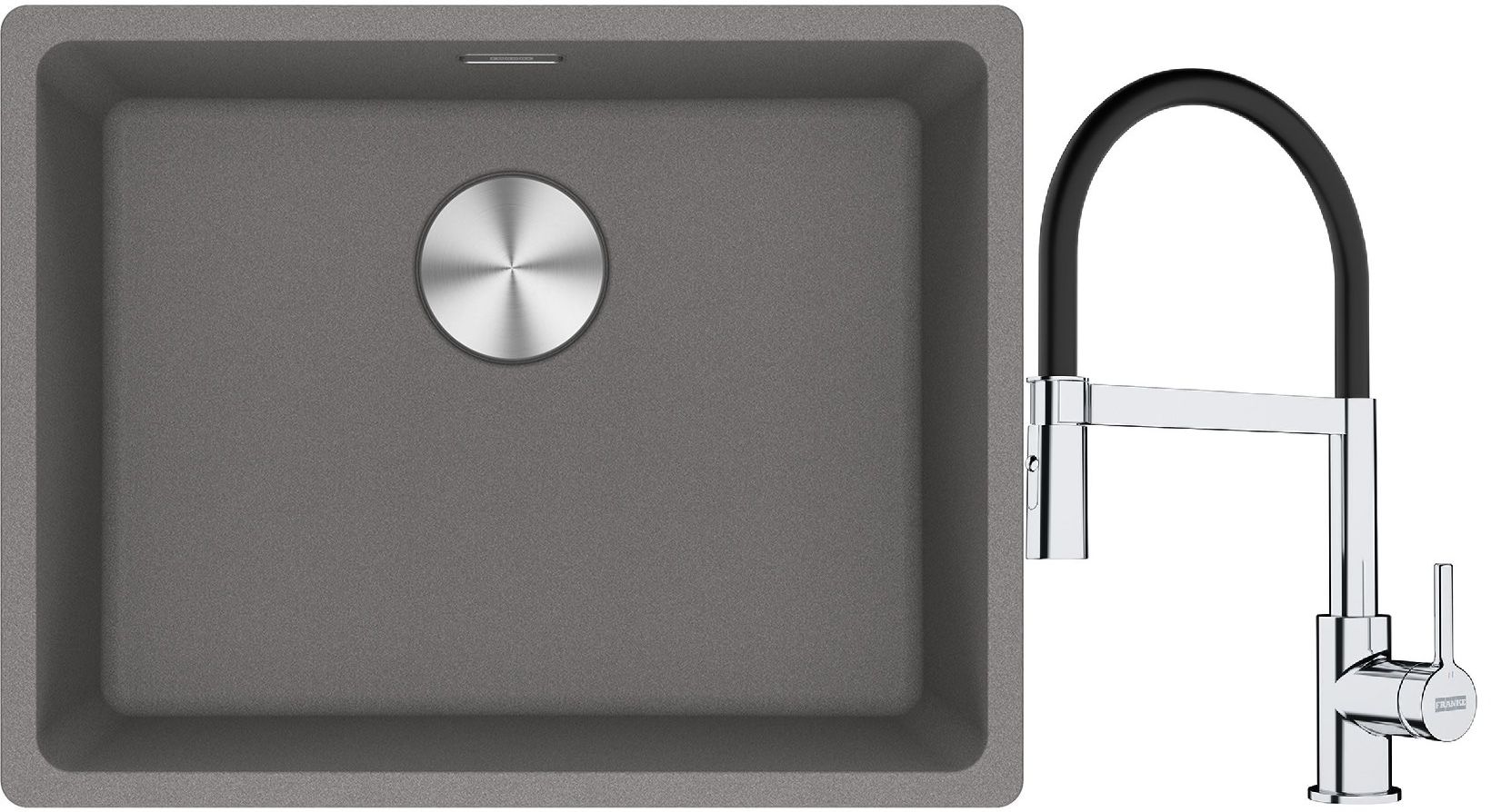 Conjunto fregadero de granito Franke Maris 125.0686.717, grifo de cocina Franke Lina 115.0626.085