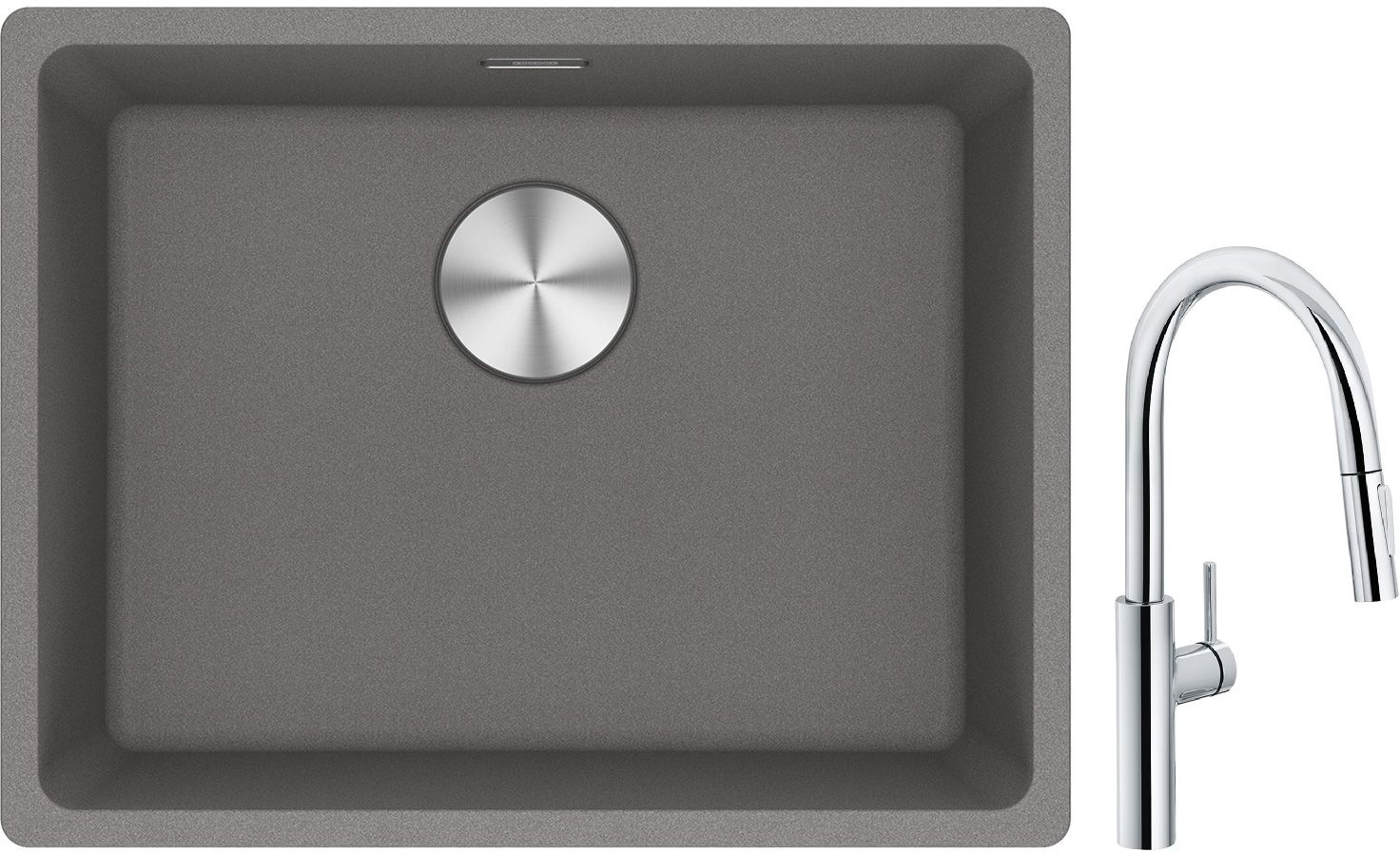 Conjunto grifo de cocina Franke Pescara L Slide-In 115.0538.940, fregadero de granito Franke Maris 125.0686.717