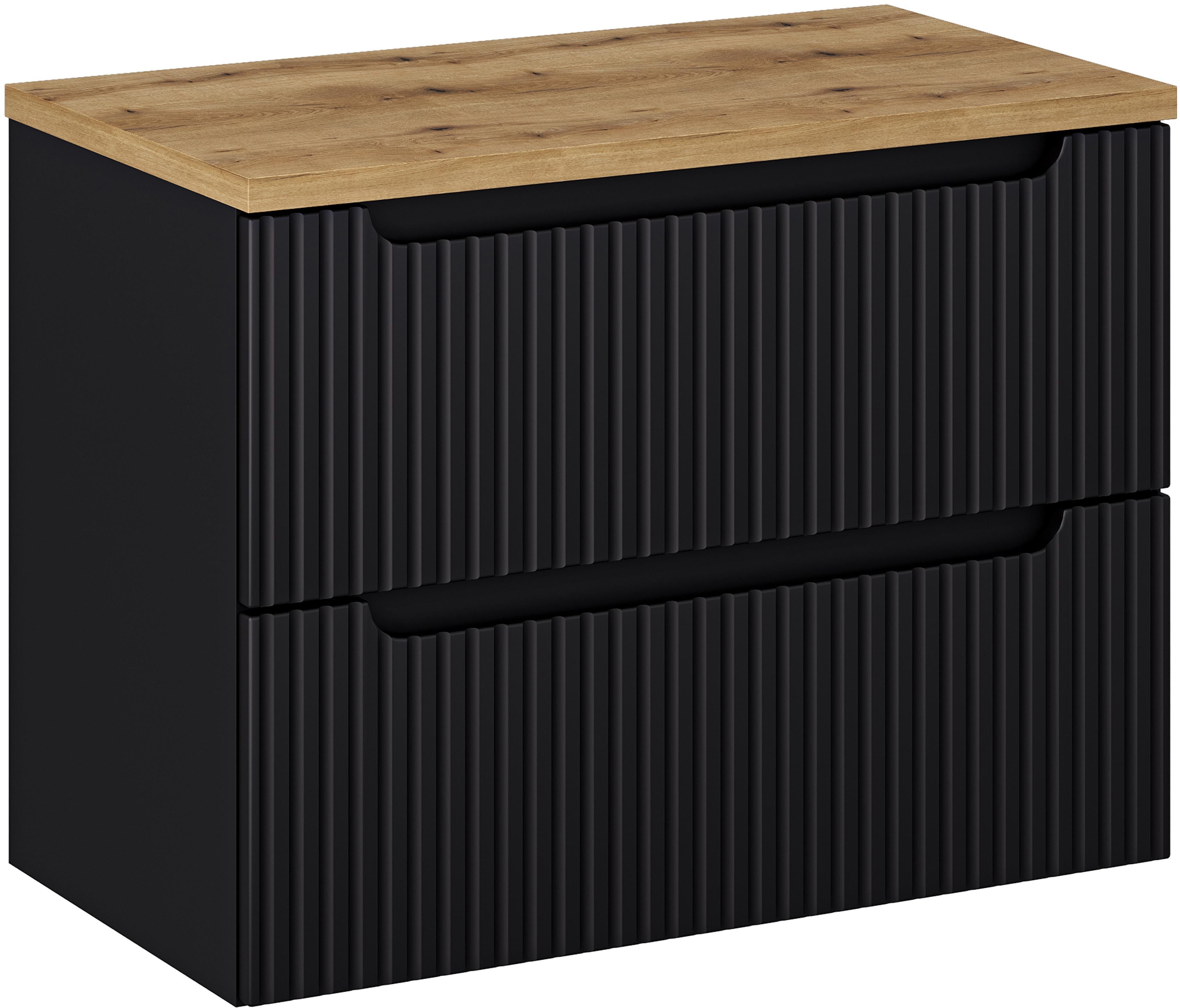 Conjunto armario Comad Nova Black NOVA BLACK D2 82-80-2S, encimera Comad Nova Oak NOVA OAK A 89-80