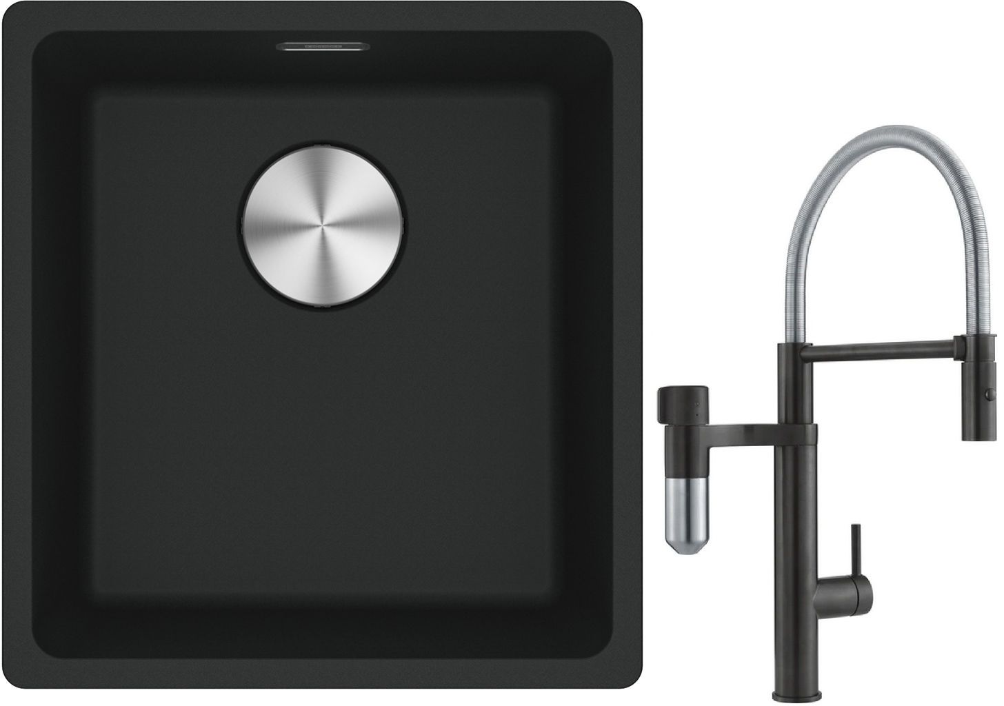 Conjunto grifo de cocina Franke Vital Semi-Pro 120.0621.313, fregadero de granito Franke Maris 125.0687.248