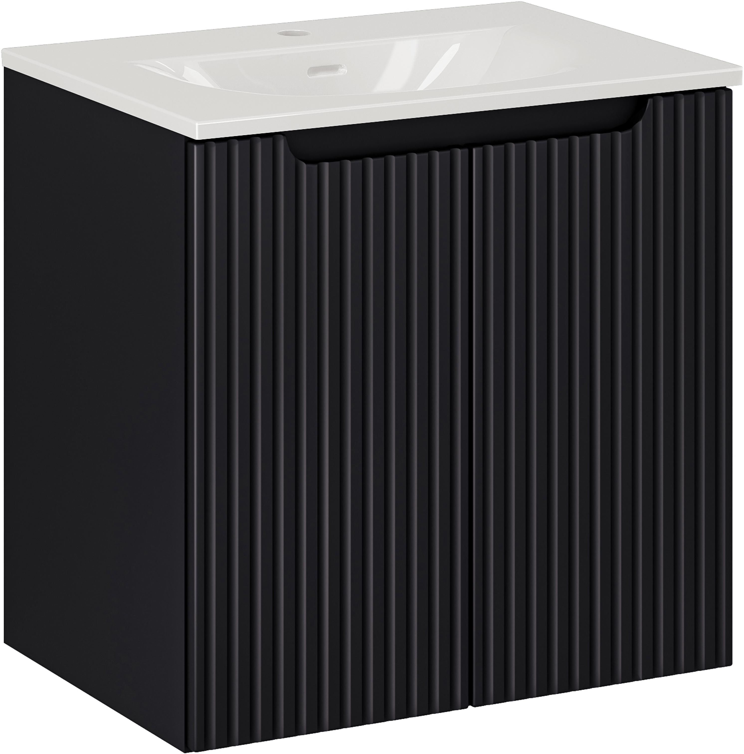 Conjunto armario Comad Nova Black NOVA BLACK D2 82-60-2D, lavabo Comad Sky 3 SKY 3 60CM DP (E-8099-3-60)