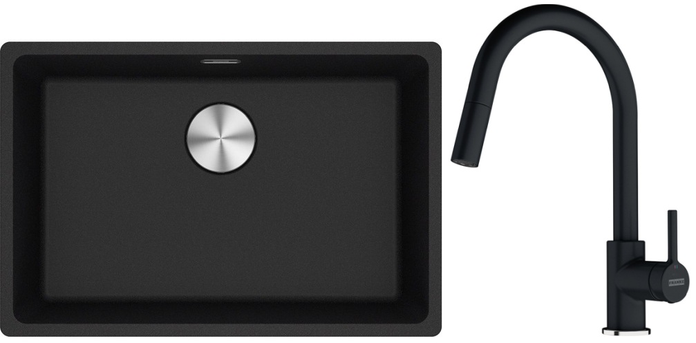 Conjunto fregadero de granito Franke Maris 125.0686.724, grifo de cocina Franke Lina 115.0626.055