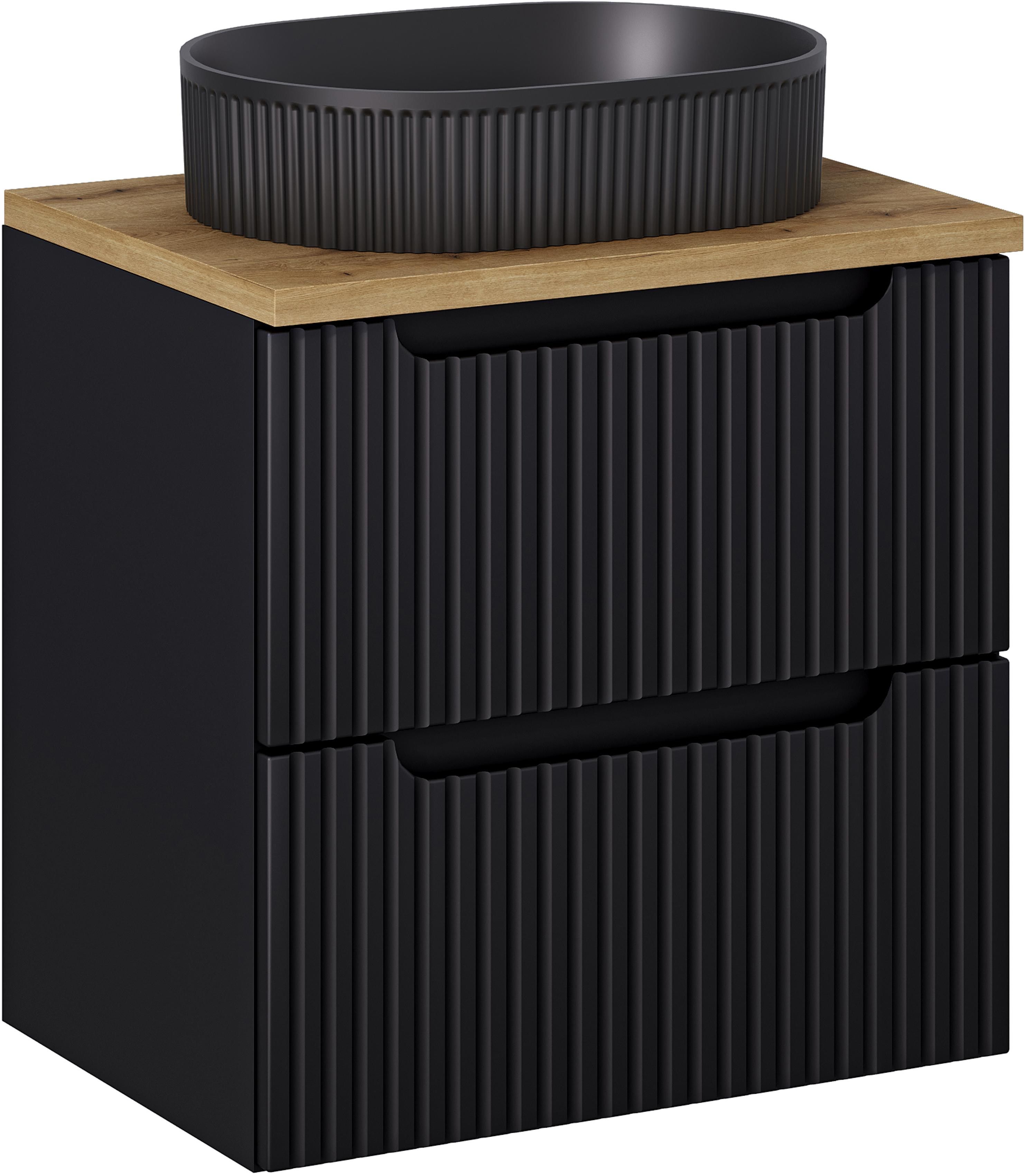 Conjunto armario Comad Nova Black NOVA BLACK D2 82-60-2S, lavabo Comad Beyond BEYOND 5 BLACK ( E-6564 ), NOVA OAK A 89-60