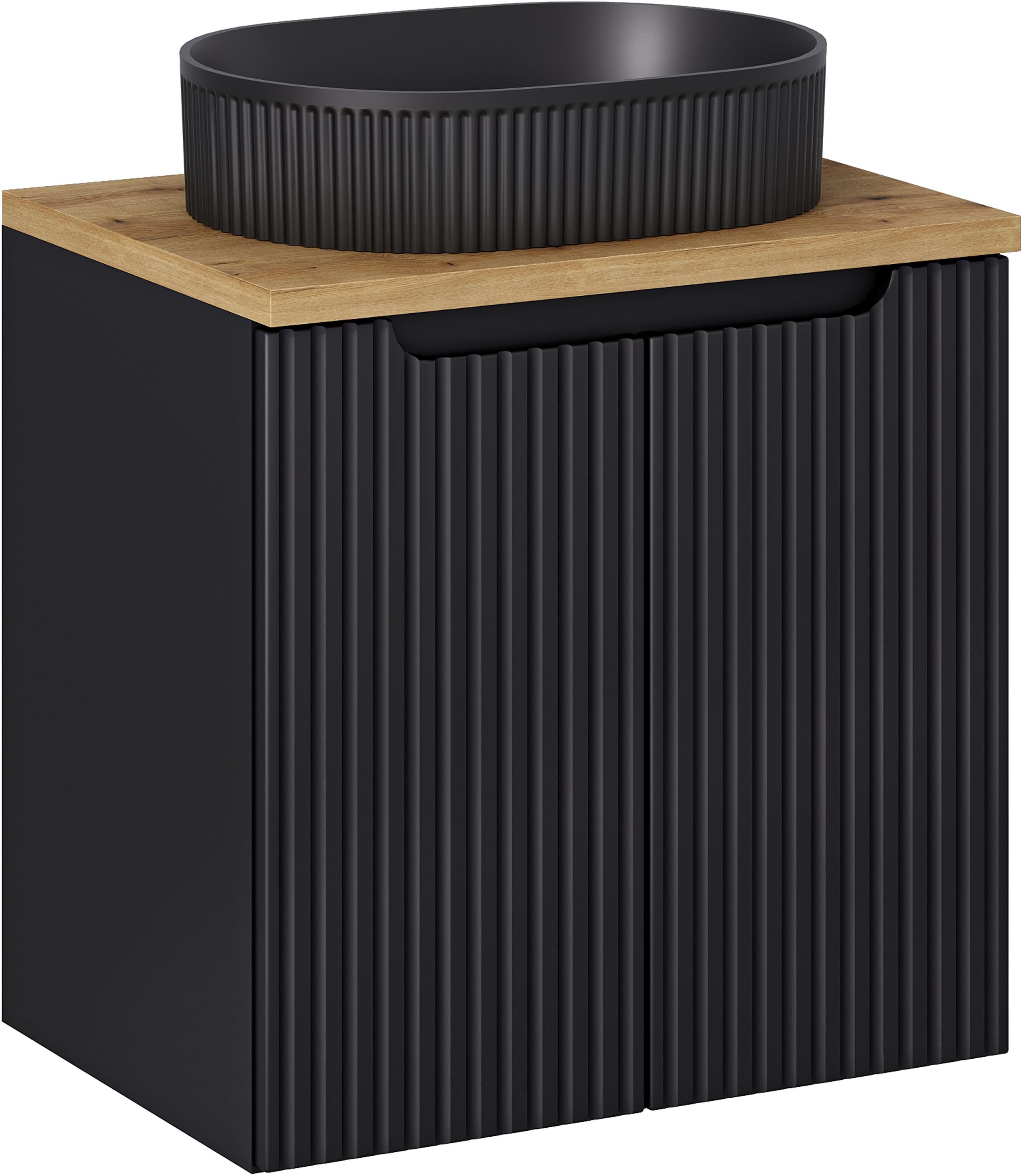 Conjunto armario Comad Nova Black NOVA BLACK D2 82-60-2D, lavabo Comad Beyond BEYOND 5 BLACK ( E-6564 ), NOVA OAK A 89-60