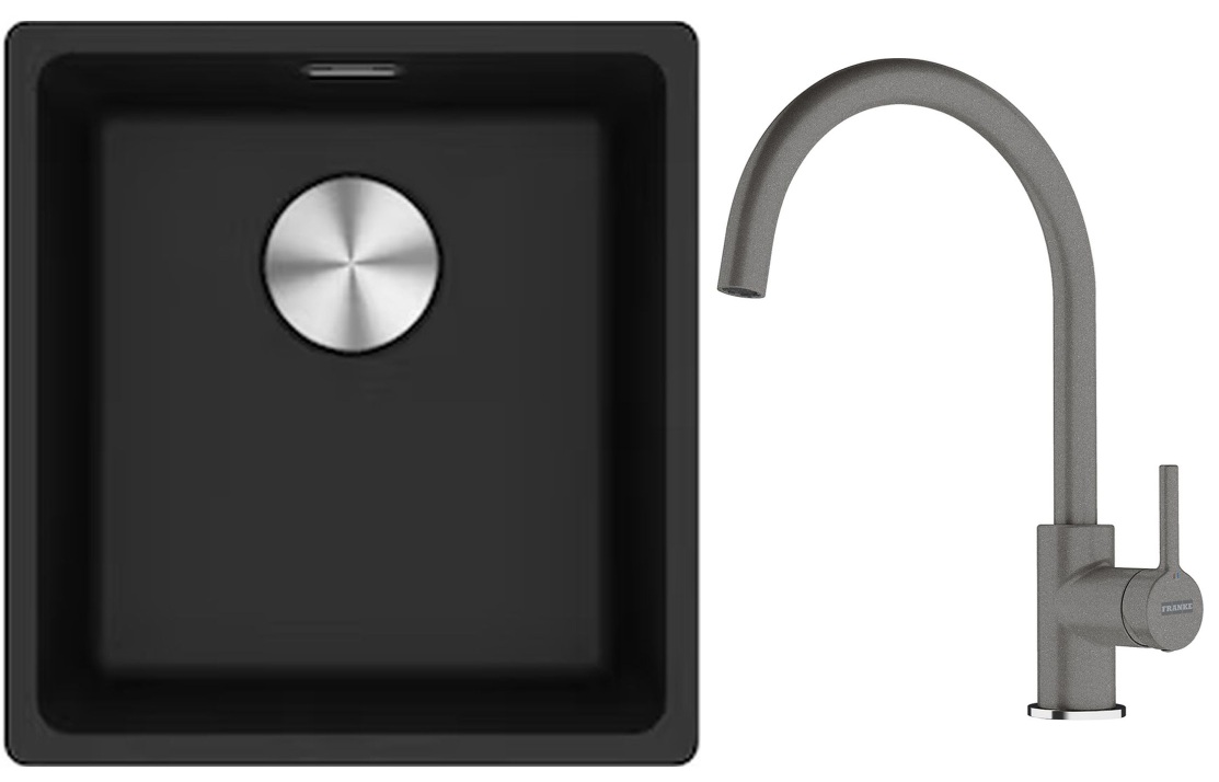 Conjunto fregadero de granito Franke Maris 125.0687.249, grifo de cocina Franke Lina 115.0626.022