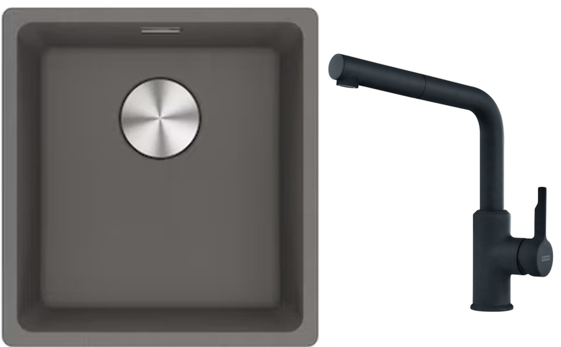 Conjunto fregadero de granito Franke Maris 125.0698.001, grifo de cocina Franke Urban 115.0627.523