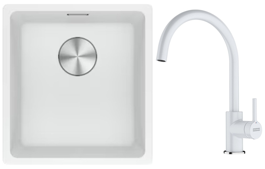 Conjunto fregadero de granito Franke Maris 125.0687.251, grifo de cocina Franke Lina 115.0626.024