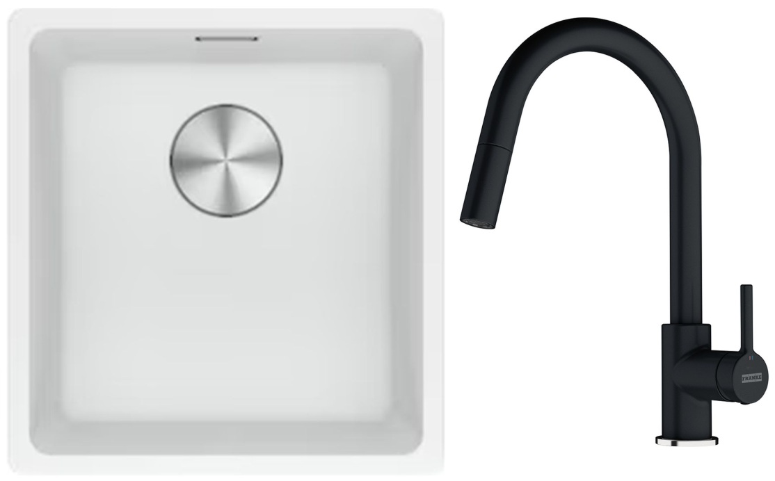 Conjunto fregadero de granito Franke Maris 125.0687.251, grifo de cocina Franke Lina 115.0626.055