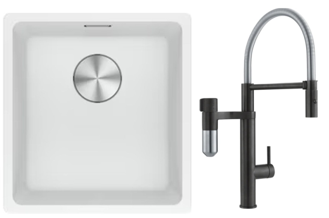 Conjunto grifo de cocina Franke Vital Semi-Pro 120.0621.313, fregadero de granito Franke Maris 125.0687.251
