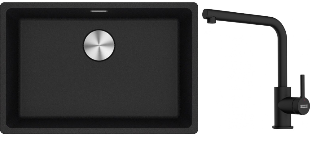 Conjunto fregadero de granito Franke Maris 125.0686.724, grifo de cocina Franke Lina 115.0712.435