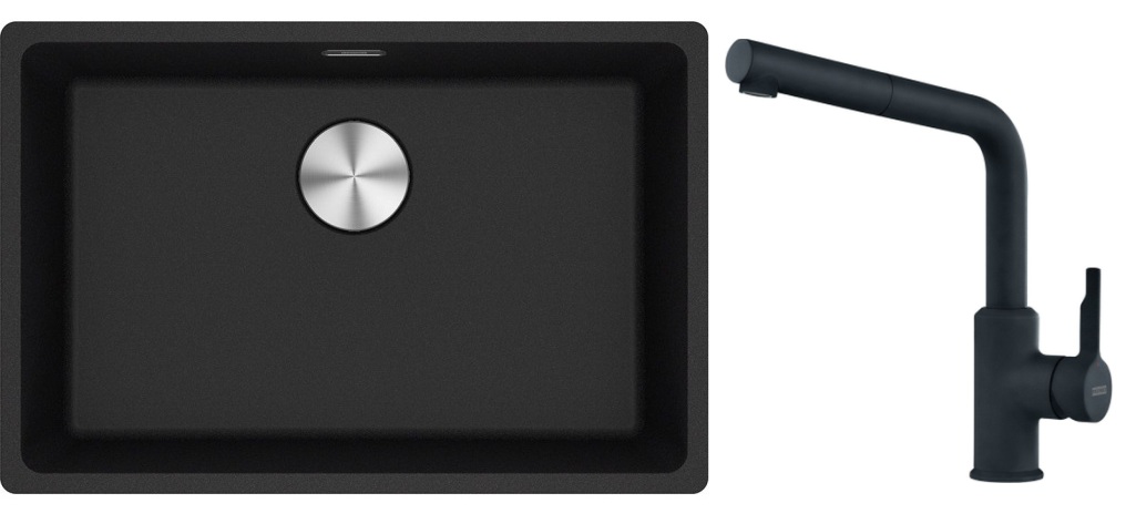 Conjunto fregadero de granito Franke Maris 125.0686.724, grifo de cocina Franke Urban 115.0627.523