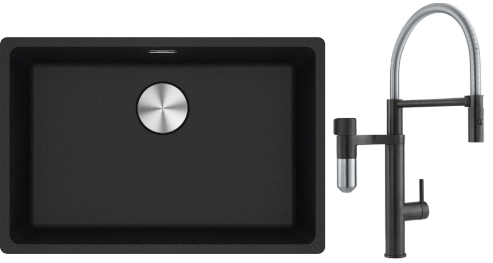 Conjunto grifo de cocina Franke Vital Semi-Pro 120.0621.313, fregadero de granito Franke Maris 125.0686.724
