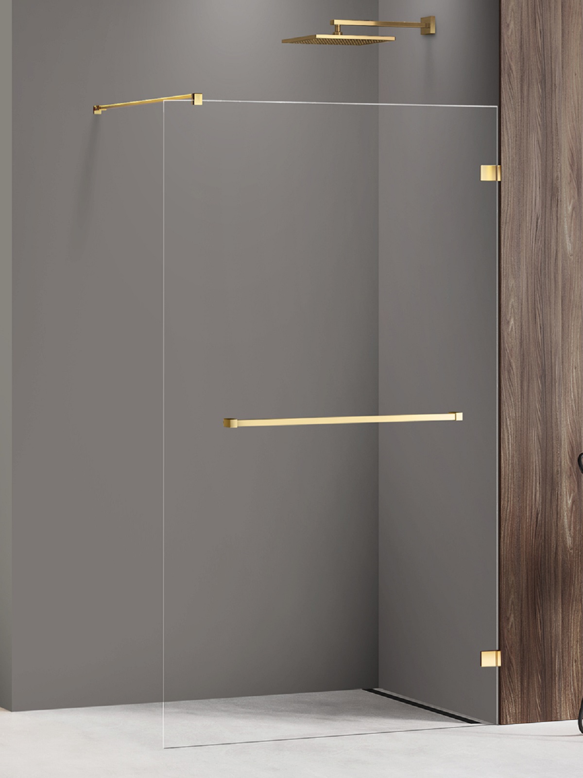 New Trendy Avexa Gold Shine mampara de ducha walk-in 110 cm oro brillante/vidrio transparente EXK-7072