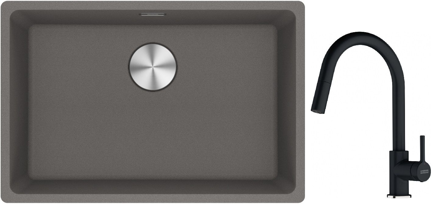 Conjunto fregadero de granito Franke Maris 125.0686.725, grifo de cocina Franke Lina 115.0626.055