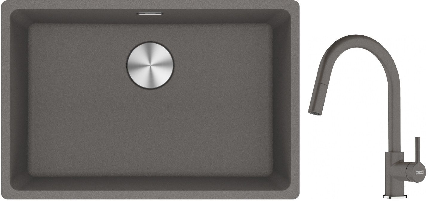 Conjunto fregadero de granito Franke Maris 125.0686.725, grifo de cocina Franke Lina 115.0626.057
