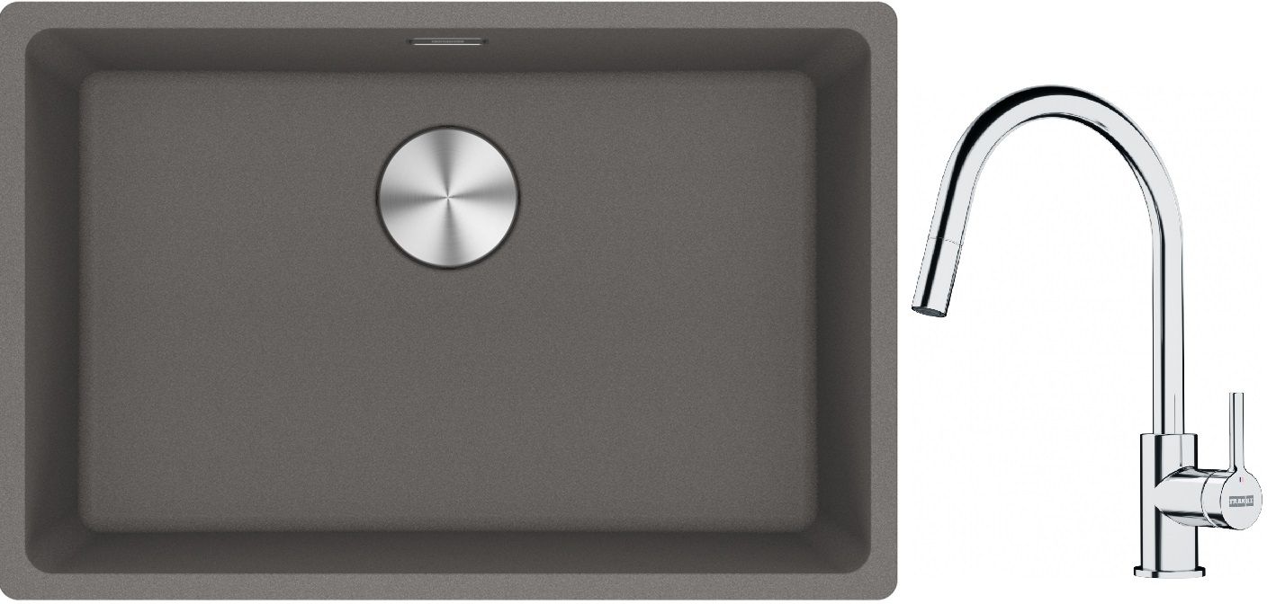 Conjunto fregadero de granito Franke Maris 125.0686.725, grifo de cocina Franke Lina 115.0693.229