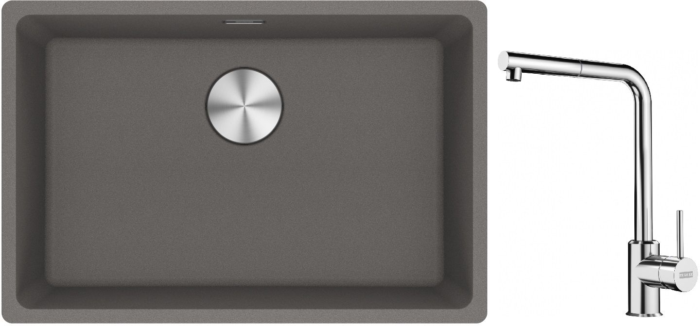 Conjunto fregadero de granito Franke Maris 125.0686.725, grifo de cocina Franke Sirius Side 115.0668.280