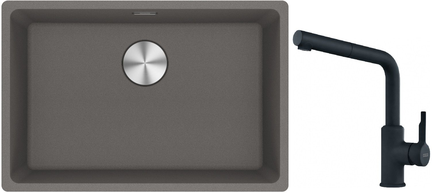 Conjunto fregadero de granito Franke Maris 125.0686.725, grifo de cocina Franke Urban 115.0627.523