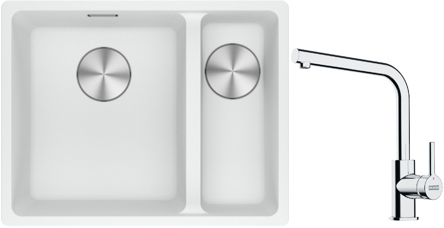 Conjunto fregadero de granito Franke Maris 125.0687.267, grifo de cocina Franke Lina 115.0693.230