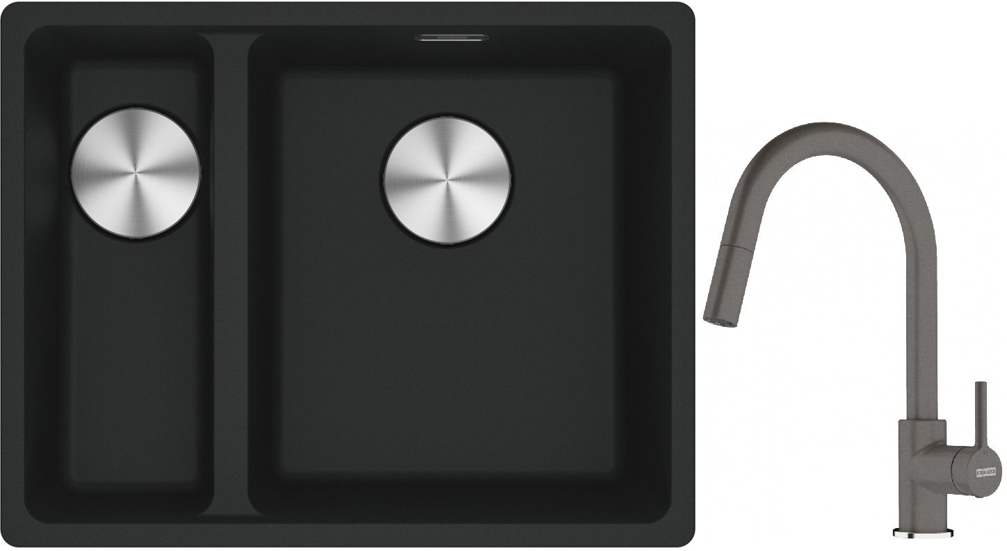 Conjunto fregadero de granito Franke Maris 125.0687.268, grifo de cocina Franke Lina 115.0626.057