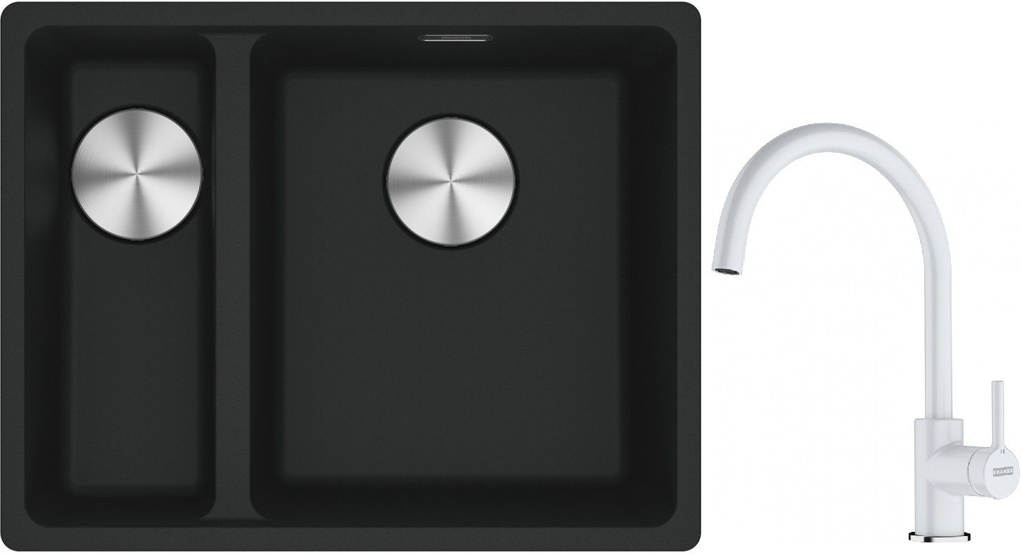 Conjunto fregadero de granito Franke Maris 125.0687.268, grifo de cocina Franke Lina 115.0626.024