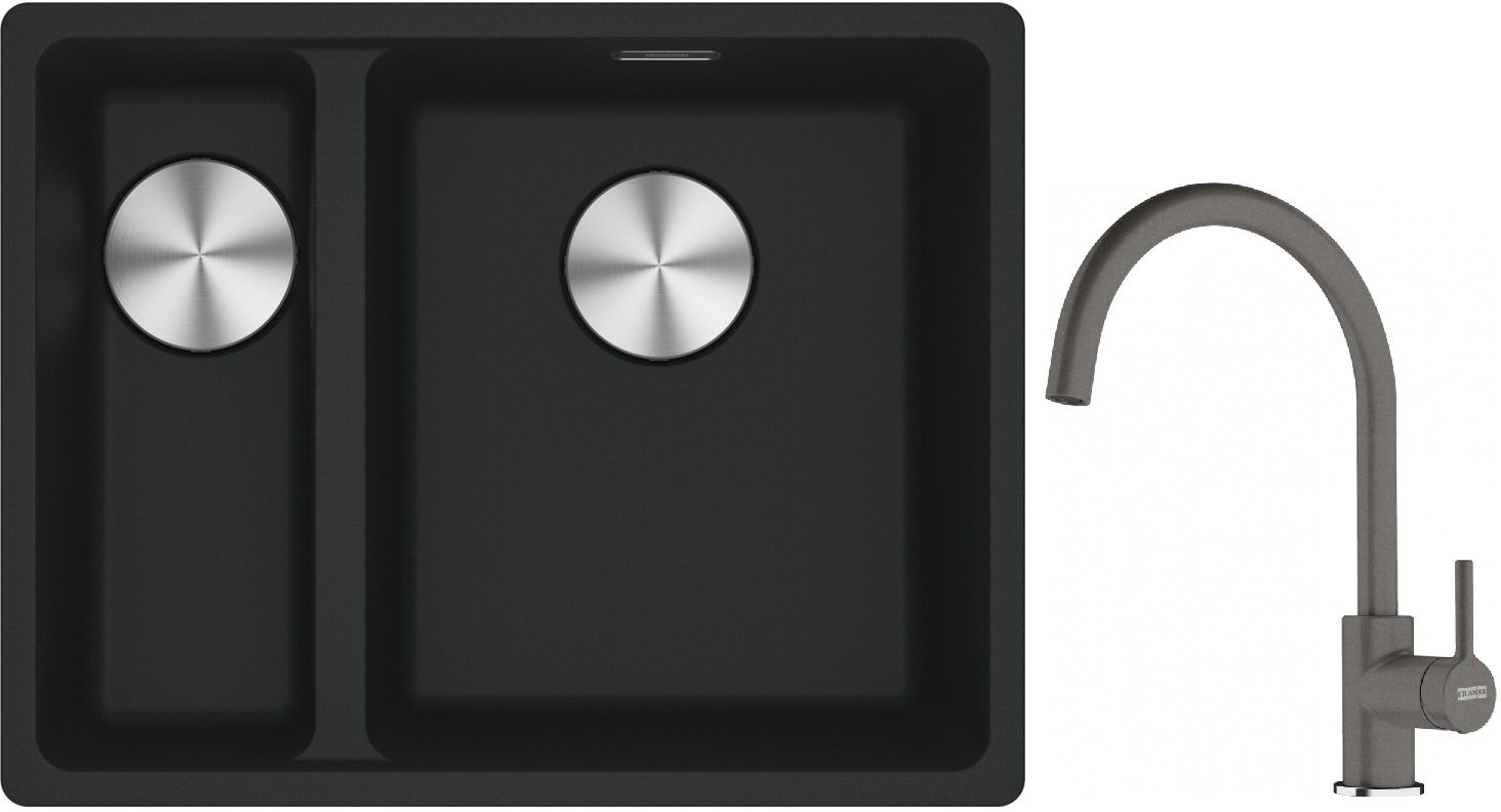 Conjunto fregadero de granito Franke Maris 125.0687.268, grifo de cocina Franke Lina 115.0626.022
